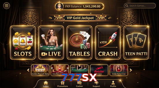 Main screen of 777SX casino page for PK players